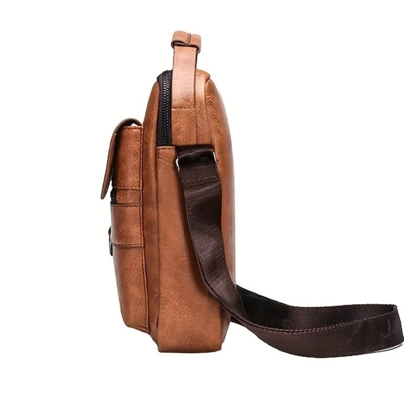 Men’s Premium Leather Crossbody Sling Bag – Multi-Pocket Travel & Office Bag